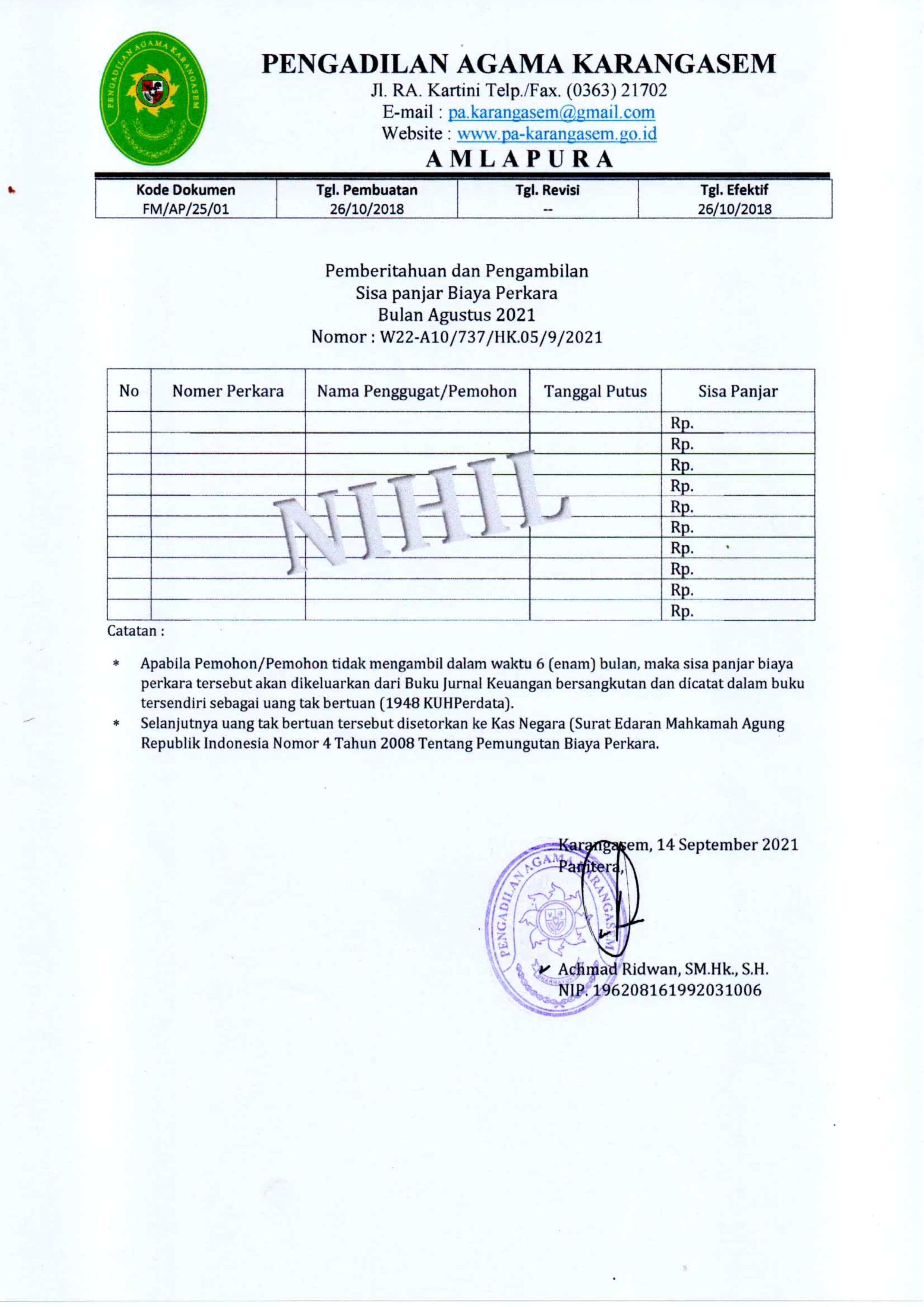 PEMBERITAHUAN PENGAMBILAN SISA PANJAR 001 min