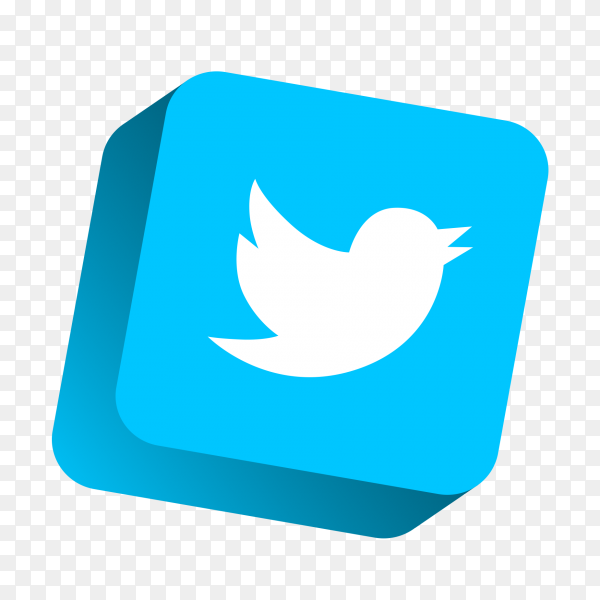 3D Twitter logo PNG